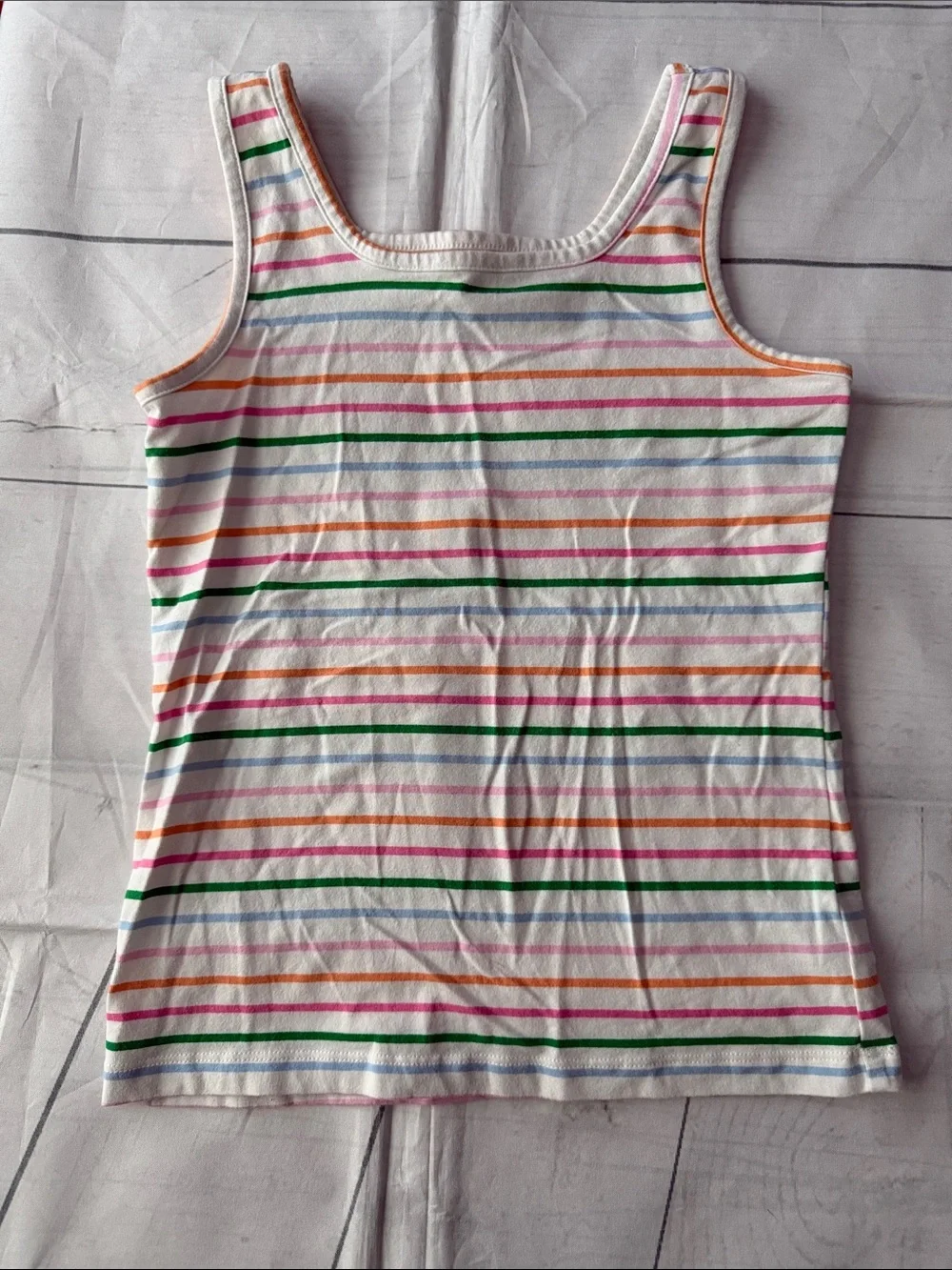 Girls' Multicolor Stripe & Pastel Print Tank Tops - Pack of 2